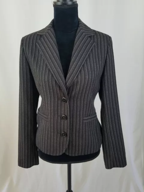 CAbi Damen 6 Joey Leopard Gefüttert Jacke Blazer Nadelstreifen Businesskleid