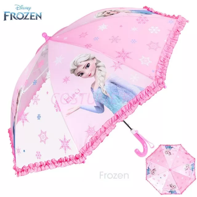 Kids Disney Umbrella Waterproof Captain America Spiderman Pink Blue Frozen Elsa