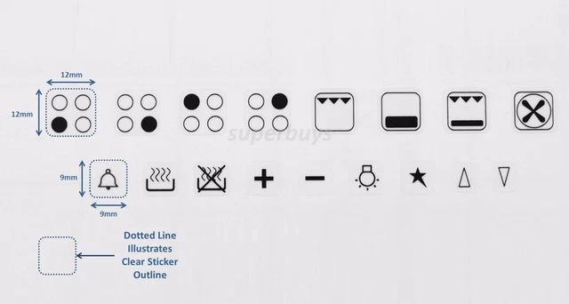 Combo 64pcs 2 Dals H Lo Adhesve Hob Oven Stove Dal Decal Knob - Foto 6