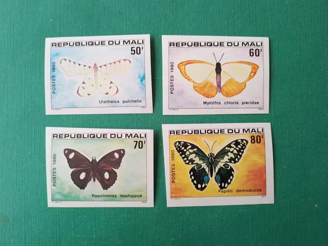 MALI PAPILLON neuf MNH 1980 IMPERF RARE Yv 392 à 395 Non Dentelé