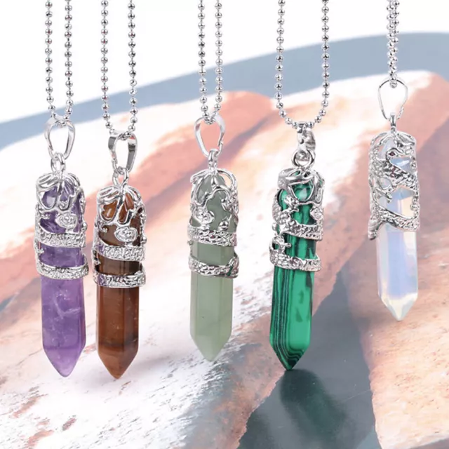 Hexagonal Natural Quartz Crystal Chakra Healing Point Pendant Necklace Gift A+++