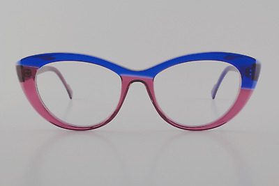 Raras Auténticas Gafas de Gato Caroline Abram MELUSINE 132 52 mm Azul Rosa Francia