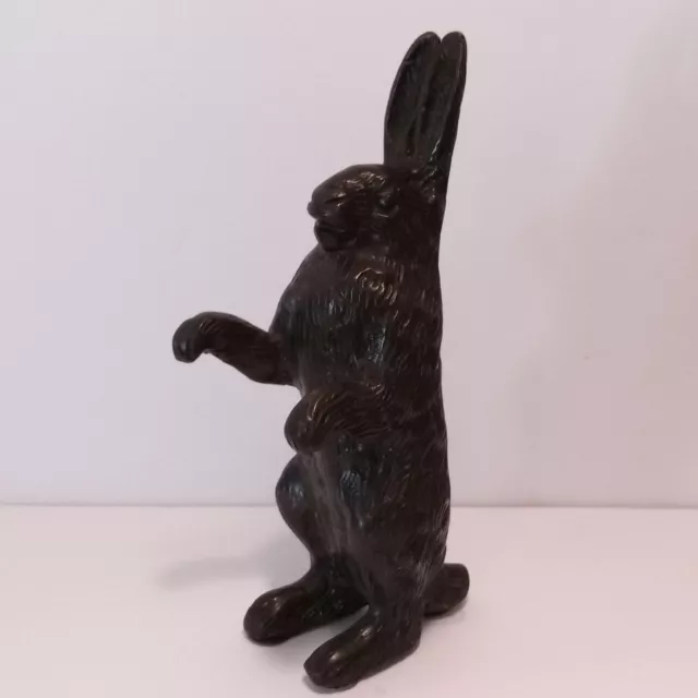 Vintage Cast Bronze Standing Hare. Very Beautiful Old Animalier Sculpture Rabbit