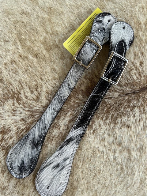 Adult Size Pair Of Genuine Hair On Cowhide Leather Western Basic Spur Straps