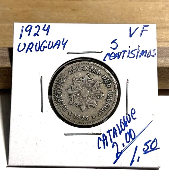 1924 Uruguay 5 Centesimos VF (INV F)