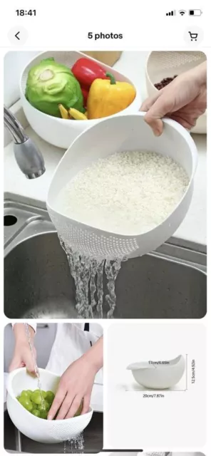 Rice Washing Filter Strainer Basket Sieve Fruit Vegetable Bowl Drainer UK