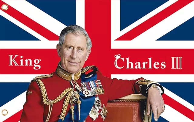 5 x 3FT LARGE King Charles III Coronation Union Jack Flag Fabric British Party