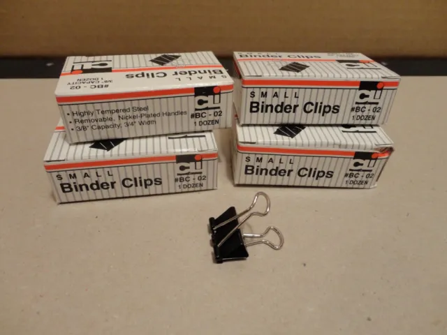 Lot of 4 Boxes of 12 Clips per Box CLI #BC-02 Small Binder Clips (48 Clips)