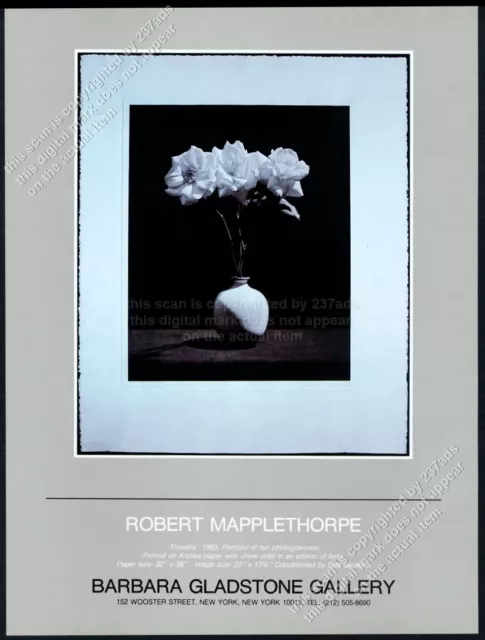 1983 Robert Mapplethorpe Flowers photo NYC art gallery show vintage print ad