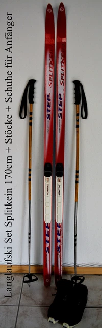 Langlaufski Set Splitkein 170 cm SNS Schuppen + Stöcke + Schuhe f. Anfänger