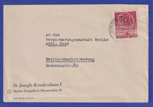 Berlin 1950  ERP-Hilfe  Mi.-Nr. 71 auf Orts-Doppel-Brief  O BERLIN-TEMPELHOF