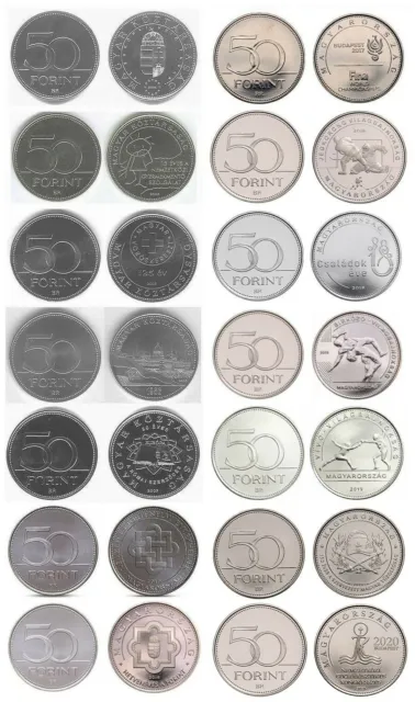 HUNGARY COMPLETE COMMEMORATIVE SET 50 Forint x14 COINS 2004-2021 UNC LOT of 14