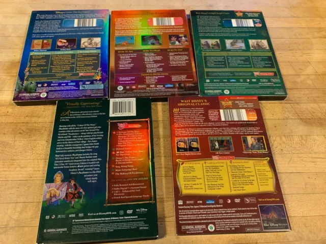 Lot of 5 Walt Disney DVD-2 discs Sets,Pocahontas, Mermaid,101, Lion King, Jungle 3