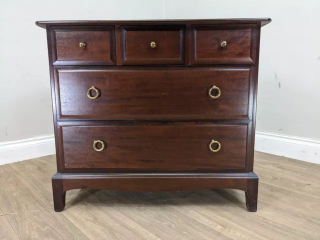 CHEST OF DRAWERS Stag Minstrel 3 Over 2 Mahogany 5 Drawer Brass Ring Handles