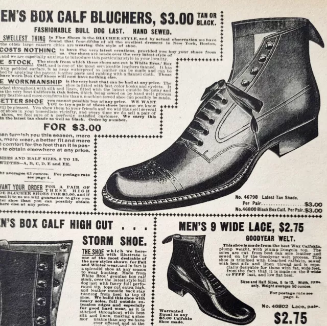 1900 Mens Goodyear Dress Shoes Advertisement Victorian Sears Roebuck 5.25 x 7"