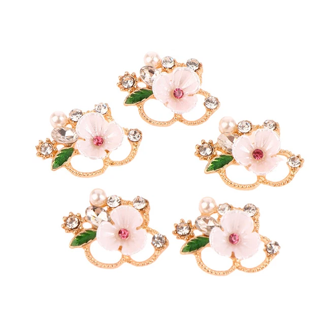 5Pcs Simple Style Flower Buttons For DIY Hair Bow Snap Button Decoration Jewe ^^