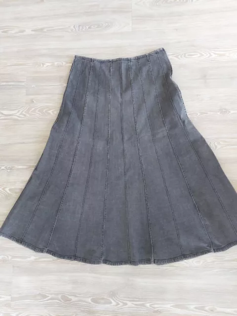 M&S Per Una Black / Dark Grey Washed Panelled Maxi Denim Skirt Size 18L