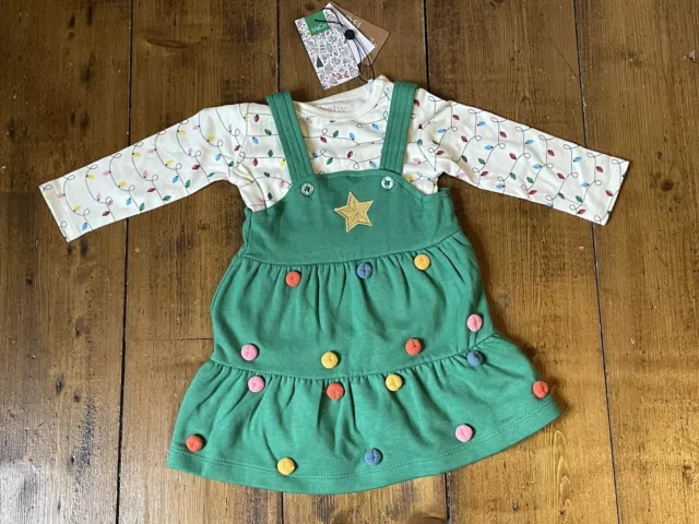 BNWT Baby Girl Cute Christmas Dress & Body Suit 3-6 Months M&Co