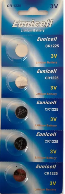 ENVOI SOUS SUIVI Eunicell Lot de 5 piles bouton au lithium CR1225 3 V de 48 mAh