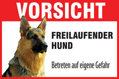 Señal de advertencia pastor alemán PRECAUCIÓN perro de carrera libre 20 x 30 aluminio