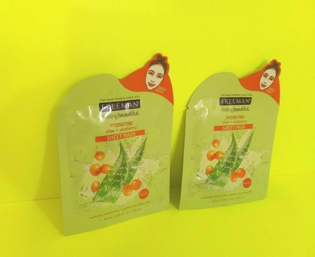 Freeman Beauty Hydrating Sheet Mask Aloe + Seaberry Moisturizes Set Of 2 NEW
