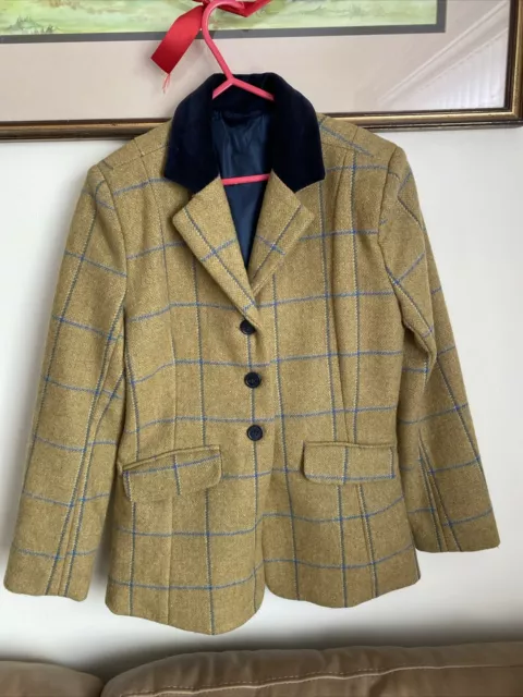 Stunning ChildsSherwood Forest Mustard Wool Tweed Hacking Jacket Immaculate 28”