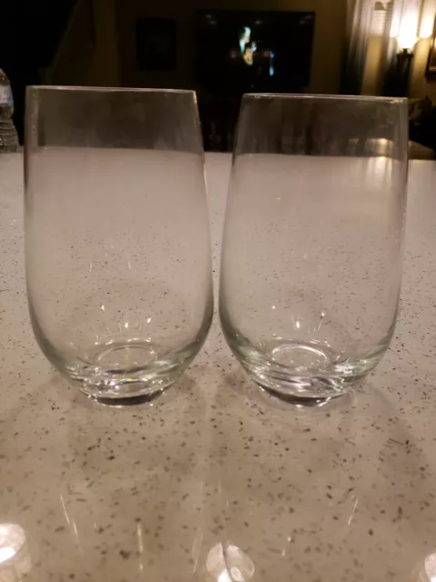 Set of Two (2) Lenox Crystal Umbria Stemless Cocktail Glasses 6" tall heavy