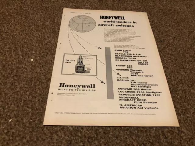 Ac48 Advert 11X8 Honeywell Micro Switch Division - Avro. Beagle. Blackburn