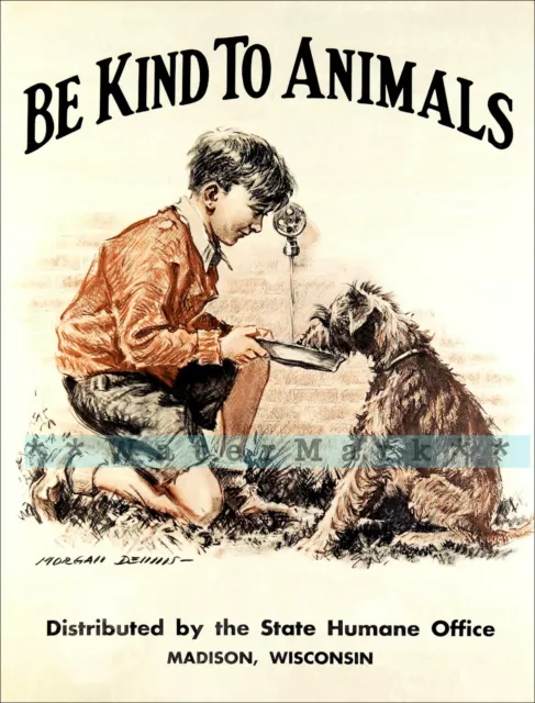 Humane Society Be Kind To Animals 1932 Vintage Poster Print Madison Wisconsin