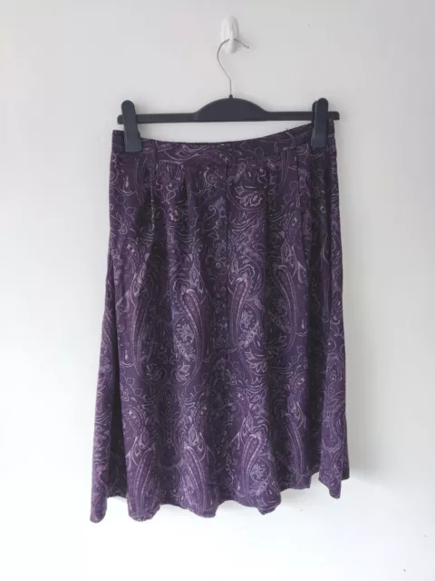 Bonmarche Womens Midi skirt size 18 Purple Paisley aline Elastic Waist summer