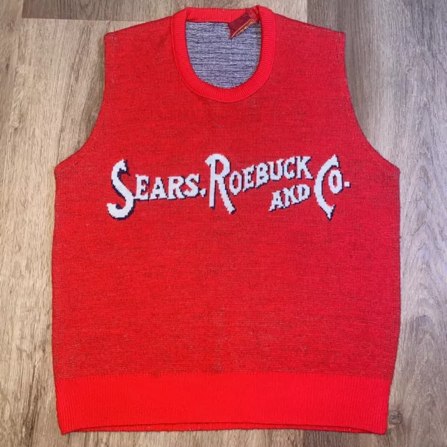 Vtg Sears Roebuck Co Sweater Vest Mens LARGE Orlon Acrylic Kings Road 1960s