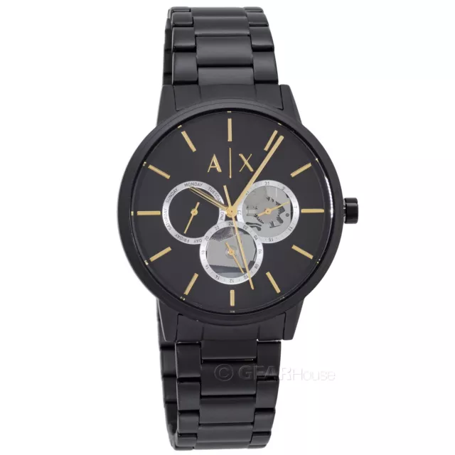 Armani Exchange Mens Multifunction Skeleton Watch, Black Dial, Stainless Steel 3