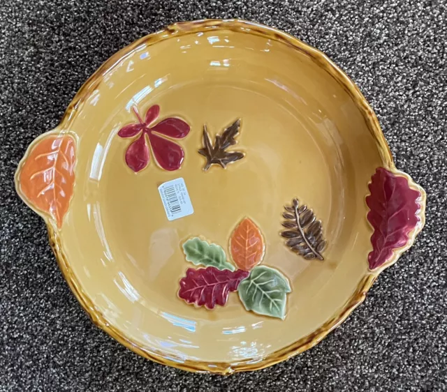Pumpkin Pie Plate Fall Thanksgiving Autumn Dish Kohls Ceramic 11.5" NEW $25