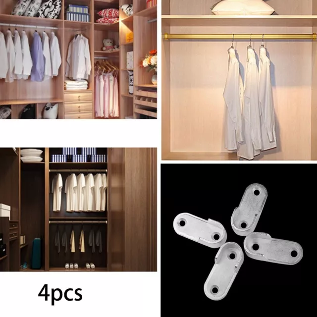 Stainless Steel Tube Support for Wardrobe Rod Set of 4 Easy to Use Bracket