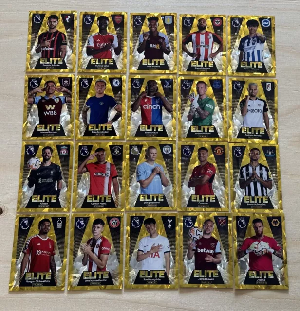 PANINI PREMIER LEAGUE 2024 Full Set Of All 20 Gold Foil Elite Stickers