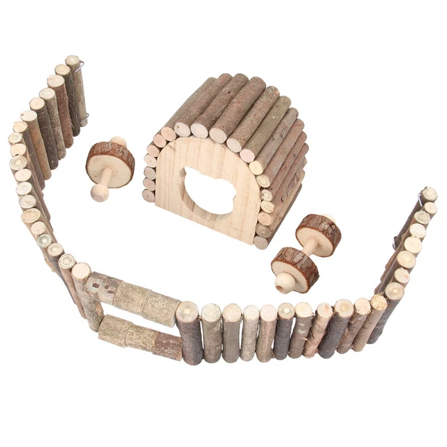 Wooden Hamster Honey Bag Toy Fence Cage Toys Habitat