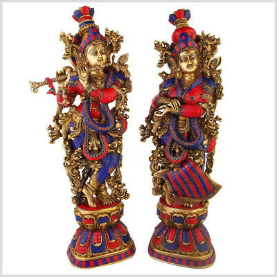 Krishna Gott der Liebe und Romantik Messing rotblau 76cm 16,5kg Handarbeit 2