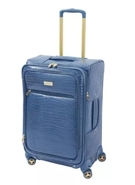 Samantha Brown 26" Spinner luggage Durable Croco-Embossed PVC in BRAVO BLUE nwt