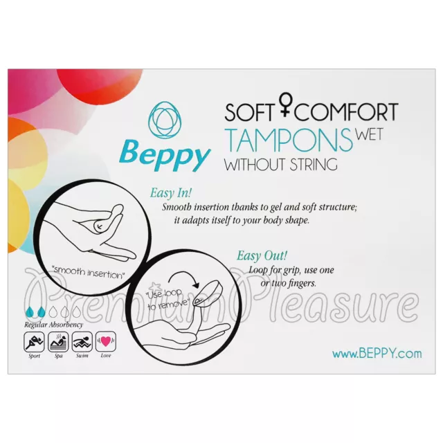 8 X Beppy Soft Comfort Tampons Wet sans Fil Rose Éponge pour Bain Sexe Spa Boîte 3