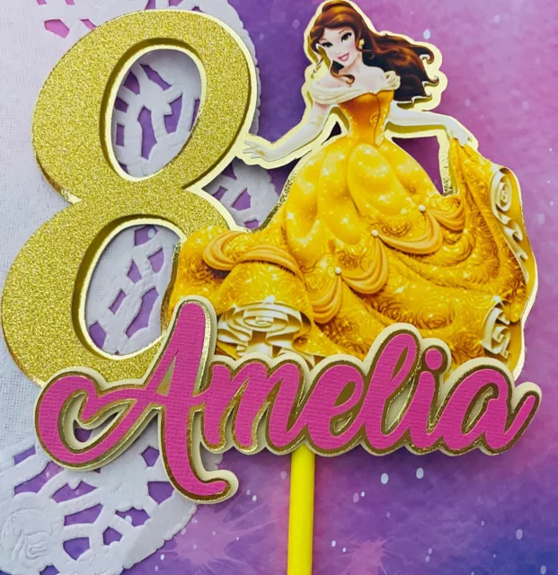 Personalised Disney Princess Belle Inspired Cake Topper, Birthday Cake Decoratio 3