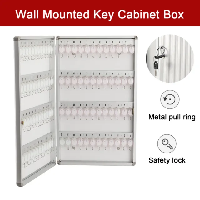 96 Capacity Large Key Cabinet Wall Mounted Key Storage Box Lockable Case Home UK
