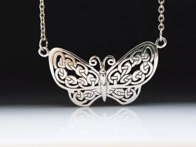 Celtic Knotwork Butterfly Sterling Silver Necklace by Peter Stone fine jewelry