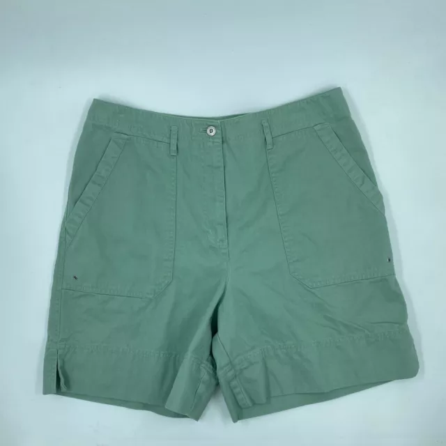 Lauren Ralph Lauren Womens Chino Shorts Green Size 10 Cotton Stretch Flat Front