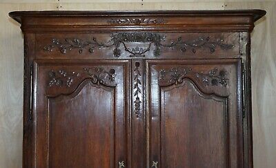 Antique 1844 Carved & Dated Large Wardrobe Armoire With Expertly Crafted Panels 5