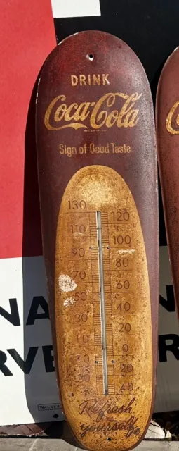 Vintage Coca-Cola Advertising Thermometer Large "Cigar" "Sign Of Good Taste" 30"