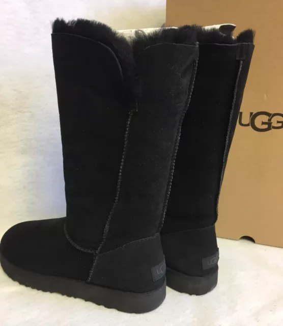 UGG Australia Classic Cuff Tall Black Suede Sheepskin Boots Sizes Womens 1016420 2