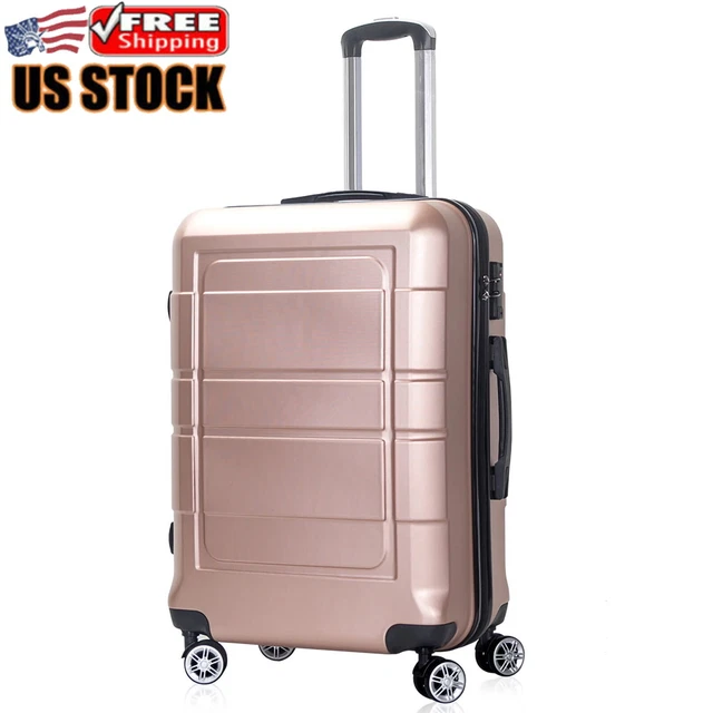 20" Carry On Spinner Luggage W/ Ergonomic Handles Tsa Lock Gold Spinner Wheel