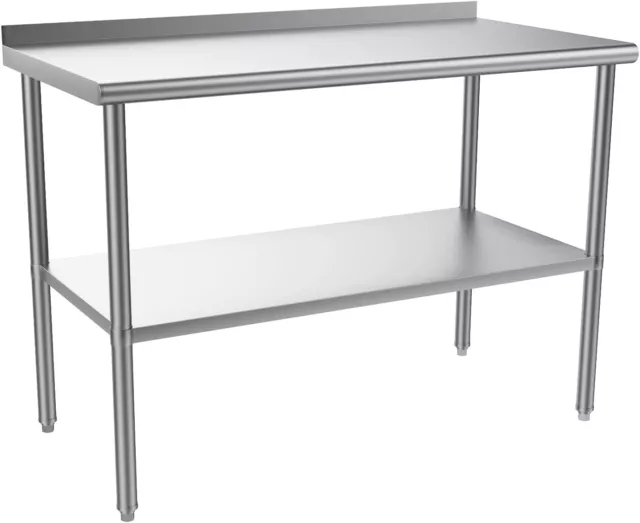 48'' x 24'' Stainless Steel Table for Prep & Work with Adjustable UnderShelf