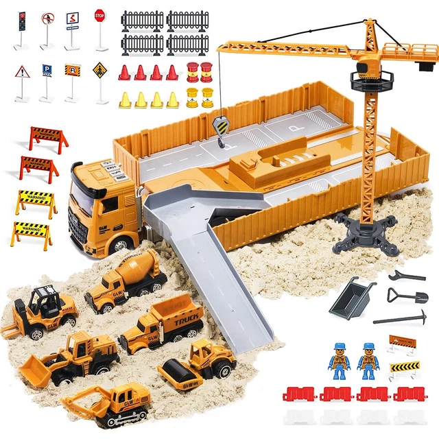 OR TU Camion Transporteur – 60 Pièces Avec Grue, Engins De Chantier, Lumières Et Musique