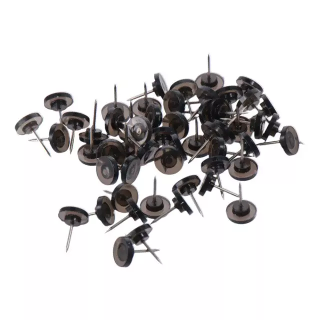 50 Pcs 0.63*0.43 Inch Black Pushpins Metal Manual Positioning Needles  Office